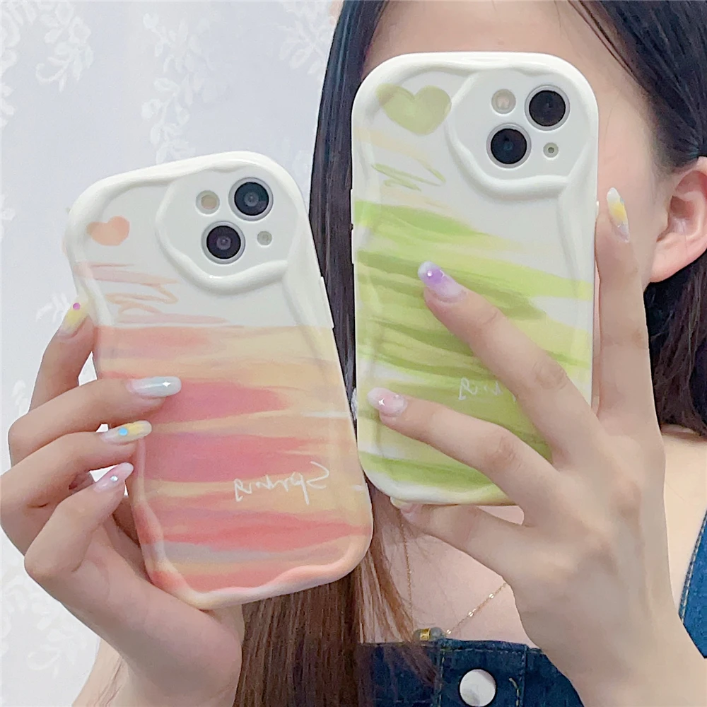 For iPhone 11 12 13 14 Pro Max X XS XR Max 7 8 Plus SE2 Phone Case INS 3D Stereo Wave Cream Graffiti Colorful Soft Silicon Cover