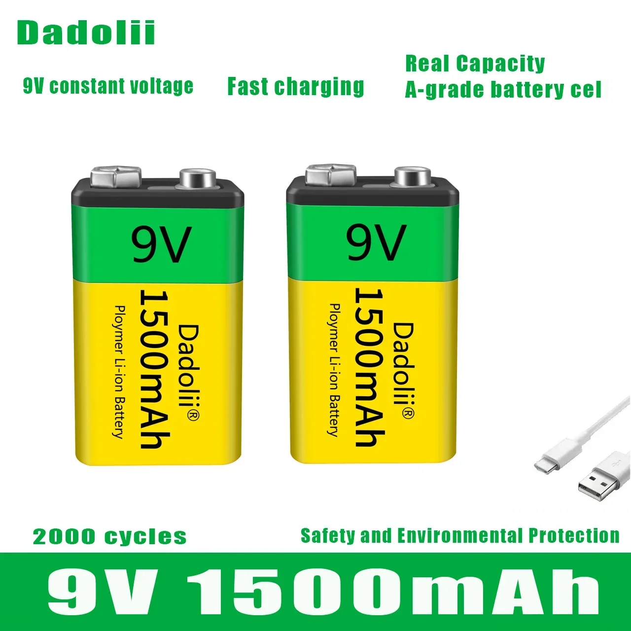 New 9V Rechargeable Battery 19800mAh 6F22 Micro USB 9v Li-ion Lithium Batteries for Multimeter Microphone Toy Remote Control KTV