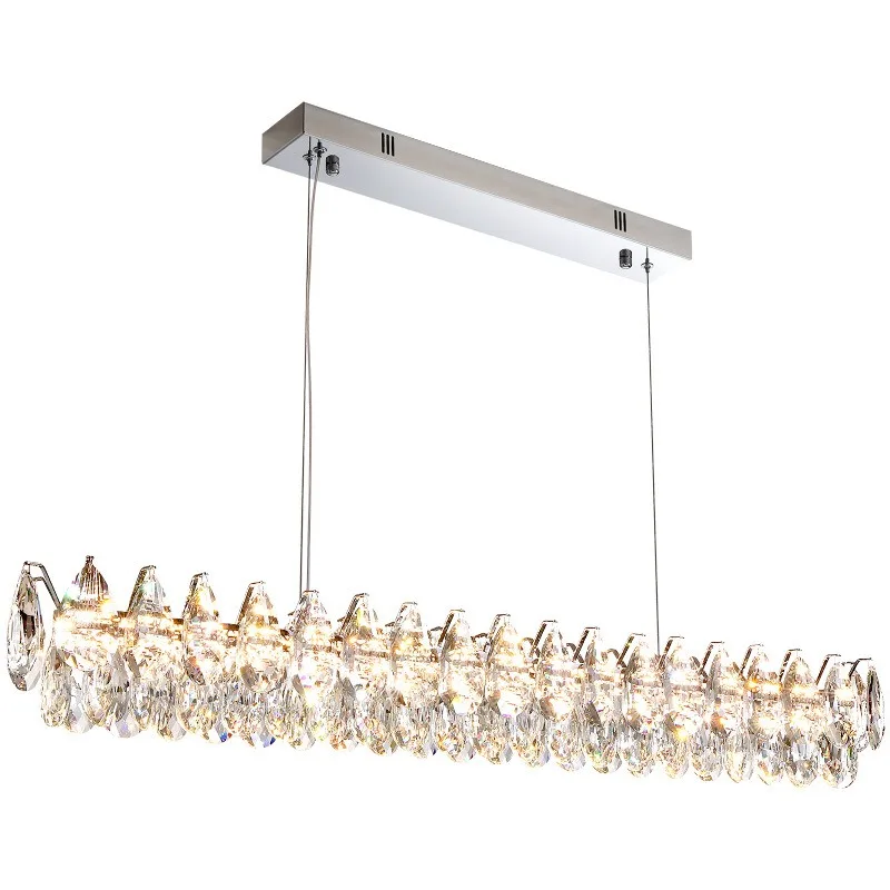 Italian light luxury modern crystal lamp home restaurant chandelier, high-end creative bar island table one-shaped lamp