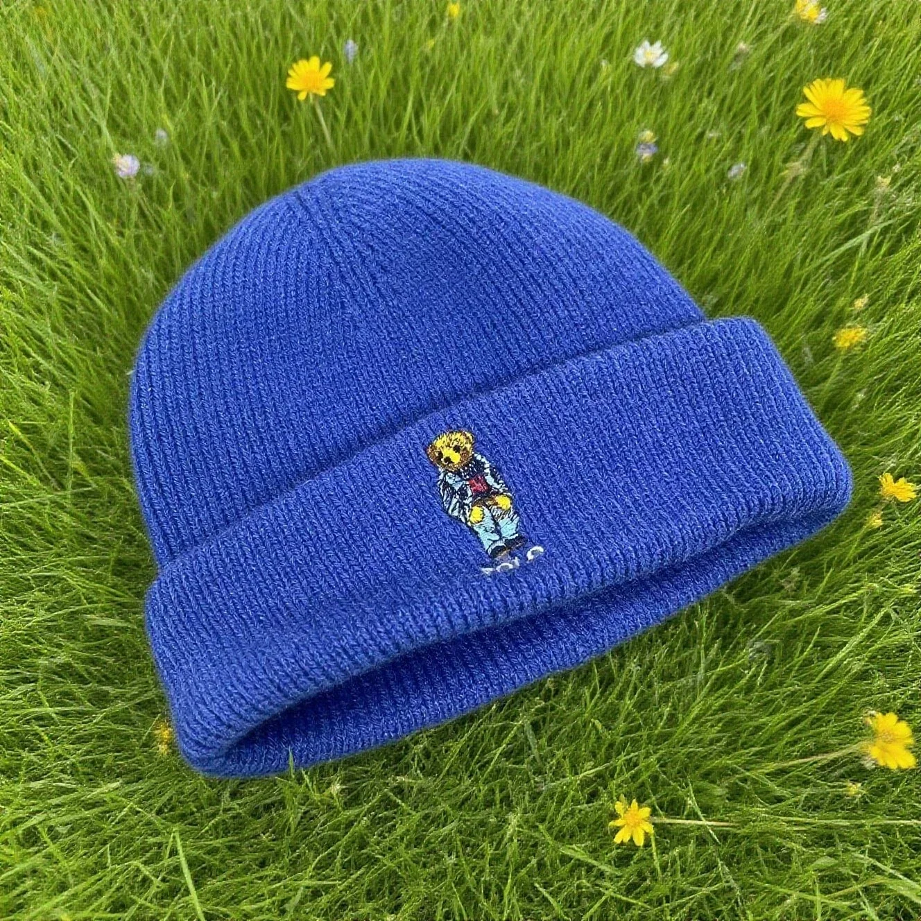 유니섹스 패셔너블 자수 곰 비니 모자 단색 니트 캡 캐주얼 스타일 트렌디 신상품