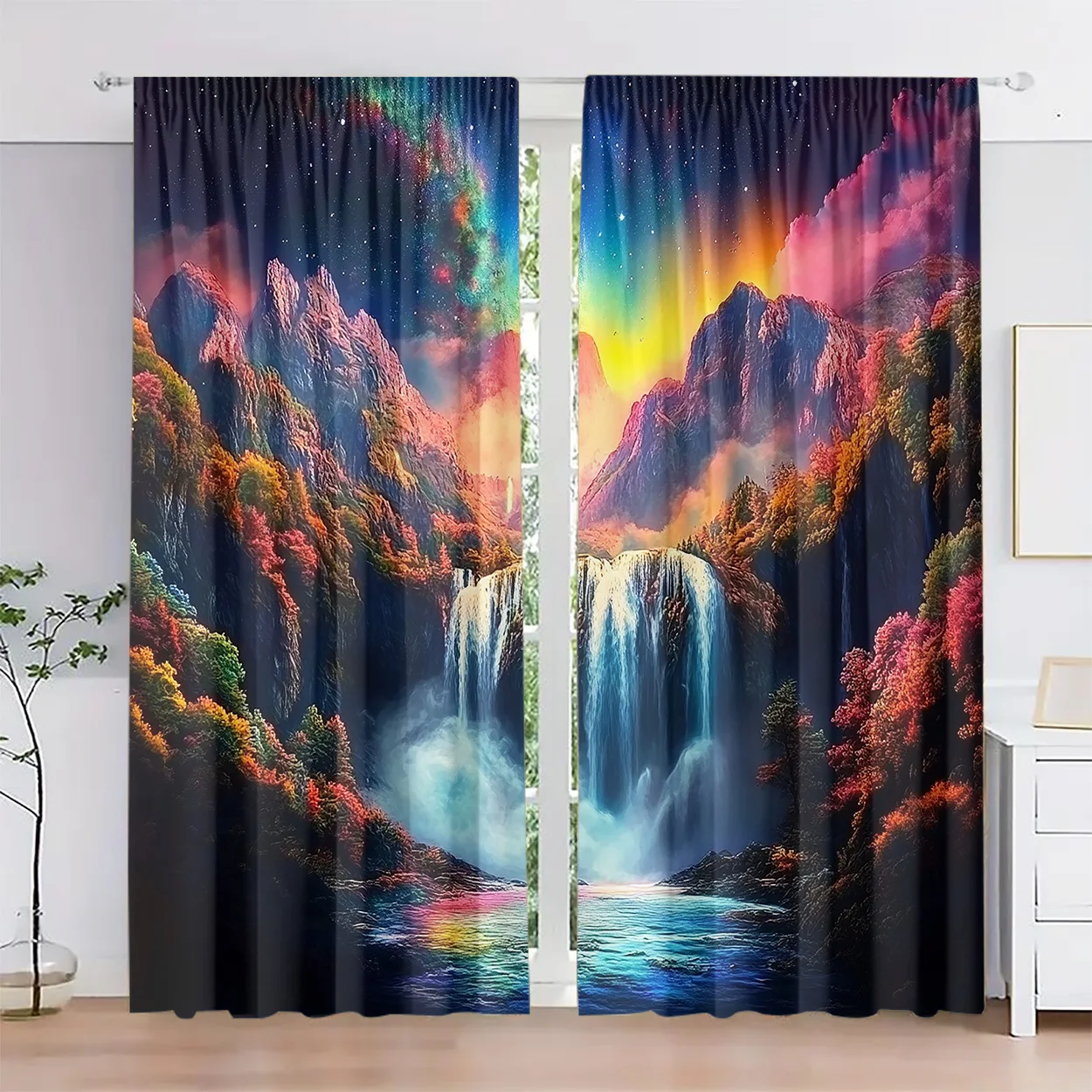 Dramatic Rainbow Waterfall Curtain Panel for Living Room Bedroom Home Decoration Window Curtain Treatment Indoor Decor