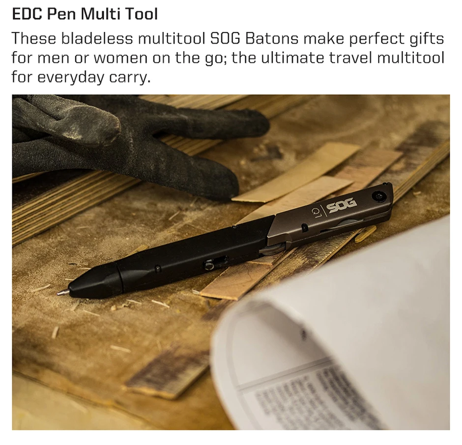 SOG Baton Q1 4-in-1 Multitool-Stift EDC Taschenwerkzeug mit Schere, Schraubendreher und Flaschenöffner für Angeln, Camping, Wandern und Outdoor-Ausrüstung – Detail 6