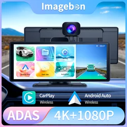 Imagebon-Dash Cam ADAS CarPlay sem fio, Auto Android, Carro DVR, Navegação GPS, Câmera Retrovisor, Gravador de Vídeo Painel, 10.26 