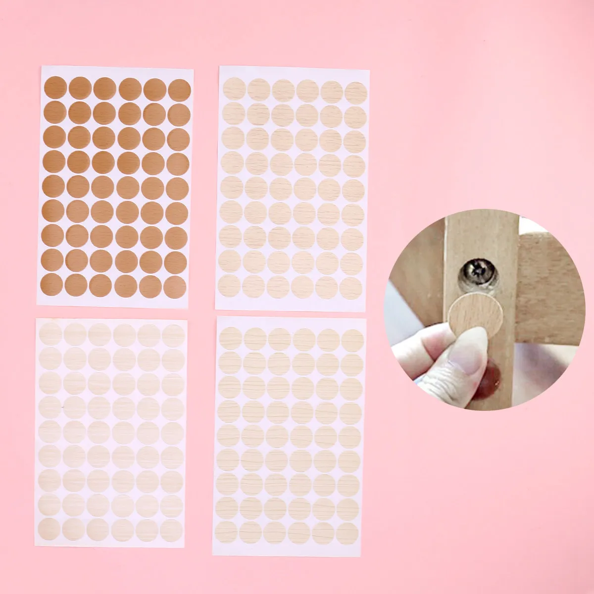 54 Pcs/sheet Stickers Furniture Covering Decorative Adhesive Screw Hole Decals Cabinet