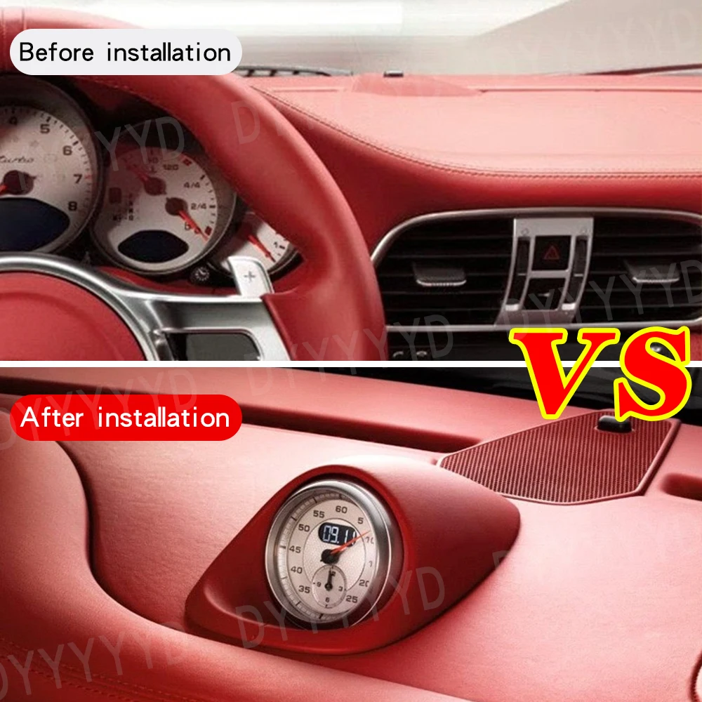 Car Stopwatch For Porsche 911 997 2002-2012 Stopwatch Chrono Interior Dashboard Center Clock Compass Time Electronic Accessional