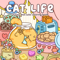 CAT LIFE Bold-easy Patterns Coloring Book for Adults Cute Drawing Book Perfect Gift for Party and Birthday