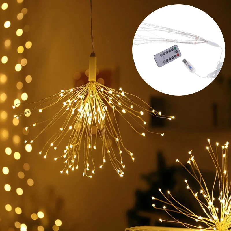 

1PCS USB Powered Firework Starburst Lights LED Fairy String Light With 8 Modes For Yard Garden Wedding Christmas Holiday Party