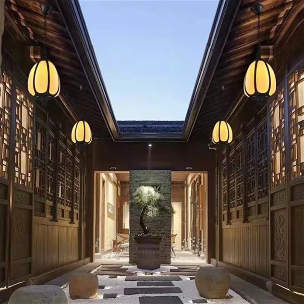 TYLA Classical Dolomite Pendant Light Outdoor LED Lamp Waterproof for Home Corridor Decoration