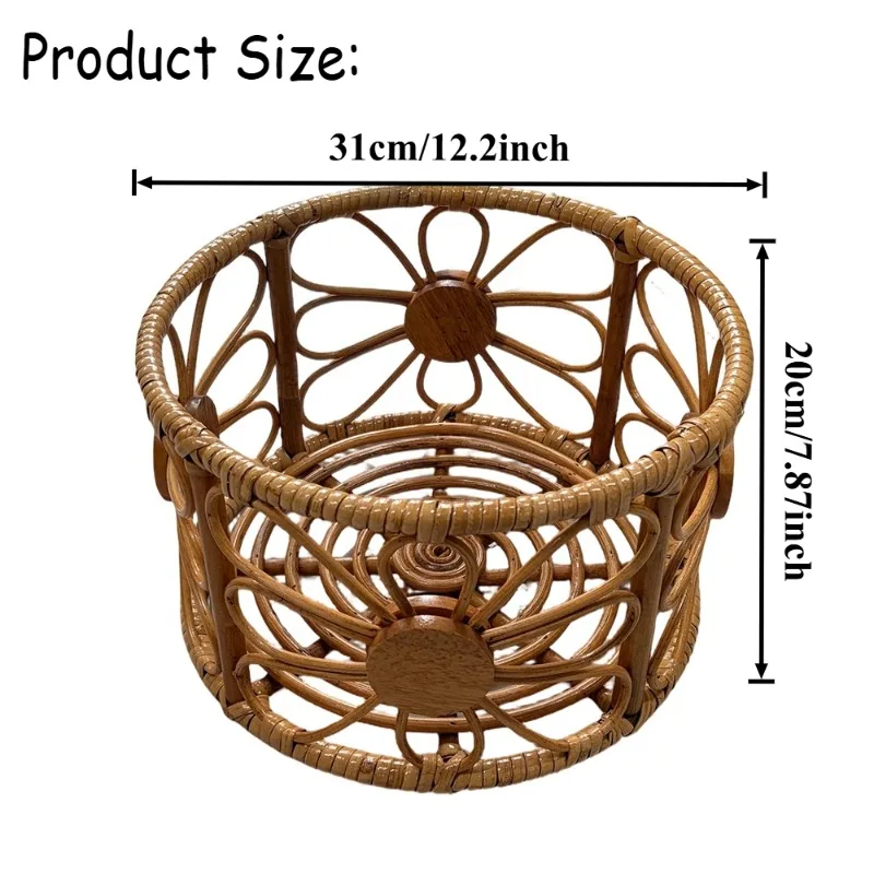 Retro Rattan Newborn Photography Props Chair Vintage Woven Basket Bed Boho Style Infant Posing Furniture Studio Accessories