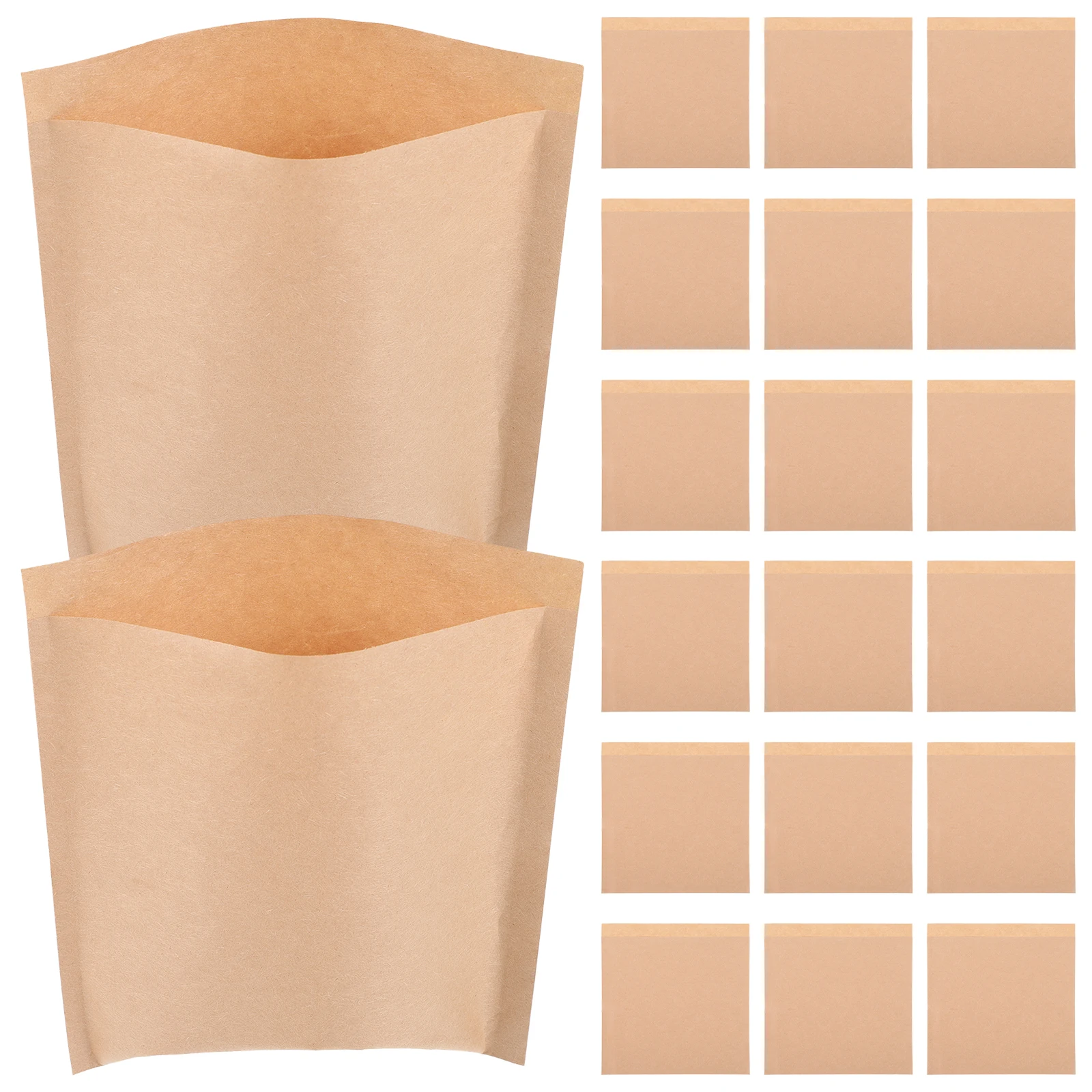 

500 Pcs Kraft Paper Bags 13x13 5 Disposable Grease Proof Snack Bags Pastry Walking Taco French Fries Square Packaging