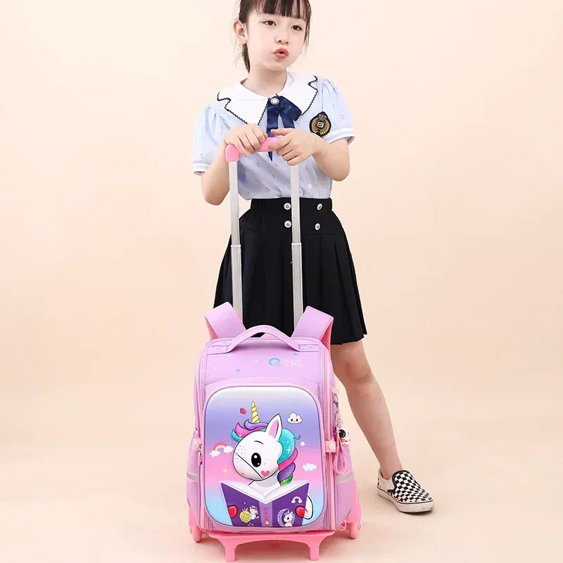 Children\'s Wheeled Backpack School Bags for Girls Rolling Backpack Bag for Boys School Trolley Bag Wheeled Backpacks Child Girl