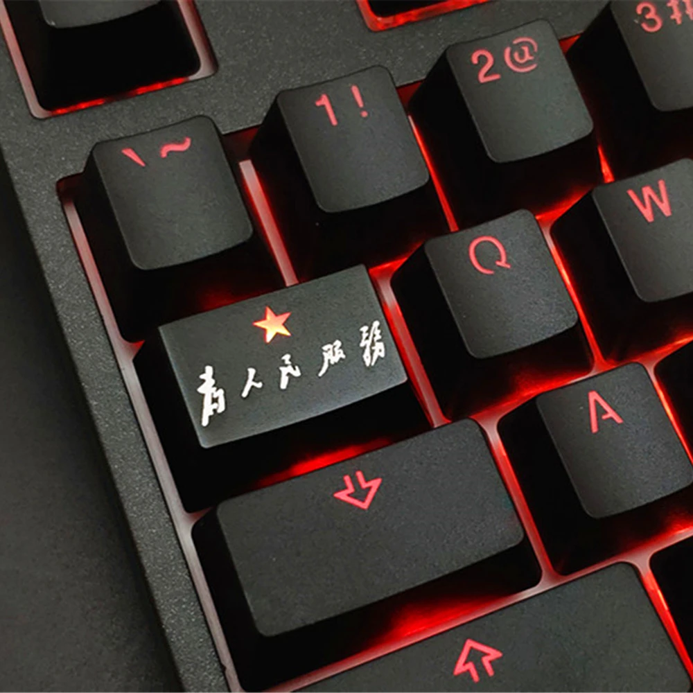 Keycap 1 PCS Serve the people Light Transmission Aluminum Alloy Mechanical Keyboards Keycaps for R3 Height Cherry MX axis