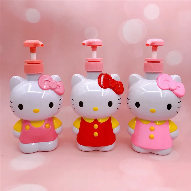 Sanrio Hello Kitty Bottiglia di sapone per cartoni animati Grande capacità Modello Kt Gel doccia Bottiglia di ricarica Bottiglia di pressa per disinfettante per le mani per bambini
