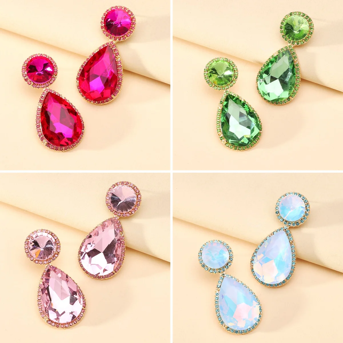 

Classic Elegant Teardrop Imitation Gemstone Stud Earrings Women's Vintage Luxury Jewelry Party Prom Wedding Bride Accessories