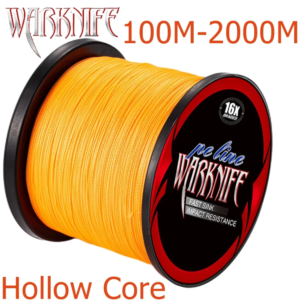 

Warknife 16 Strands 100M - 2000M Hollow Core PE Extreme Japan Braided Fishing Line 20LBs-500LBs Assist Line Fluorescent Orange