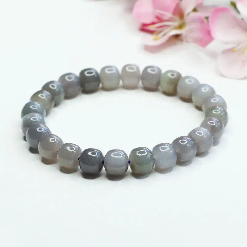 

Natural Nephrite Jade Smokey colour Violet Bracelet Old Beads Jadeware Jewelry Gift