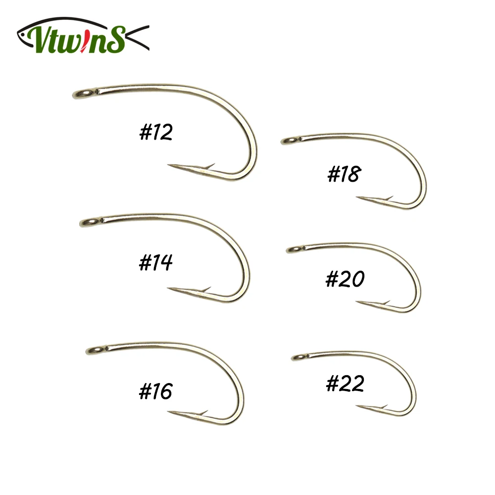 

Vtwins 100PCS High Carbon Steel Fishing Fly Hook Nymph Scud Midge Caddis Samll Fly Tying Hooks