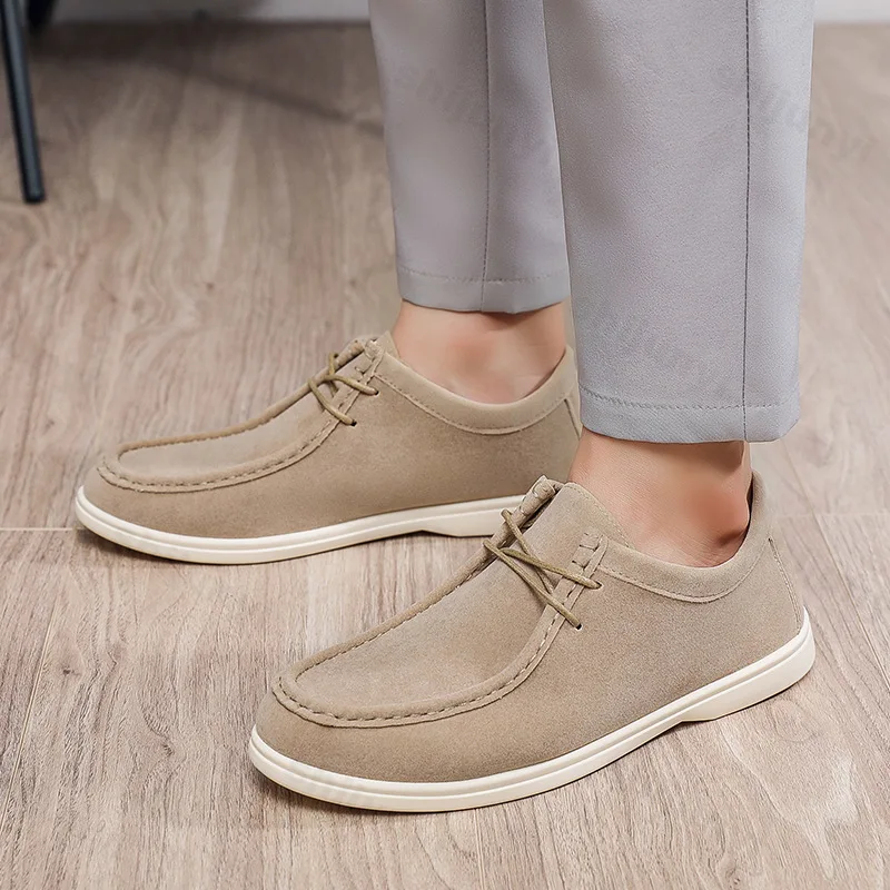 

Men Flat Loafers 2025 Frosted Suede Flat Shoes Comfortable Non Slip Fashion Loafers Trendy Lightweight Outdoor Casual Shoes