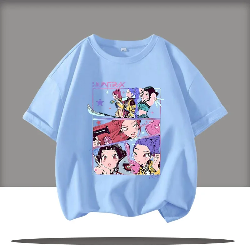 الفتيات الفتيان القطن قمم تي شيرت Jinu Kpop شيطان الصيادين تي شيرت الصيف الاطفال الملابس 2025 فيلم أزياء طفل قصيرة الأكمام قمم