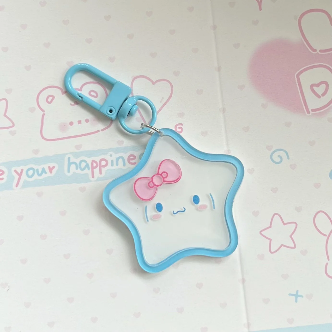 6Pcs/Set Sanrio Pentagram Series Kawaii Kuromi Keychain Ins Cute Stars New Pompompurin Couple Bag Pendant Jewelry Anime Toy Gift