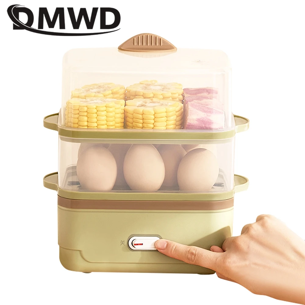 DMWD 2 Layer Electric Egg Cooker Boiler Food Steamer Custard Egg Omelette Maker Breakfast Machine Nursing Bottle Disinfection