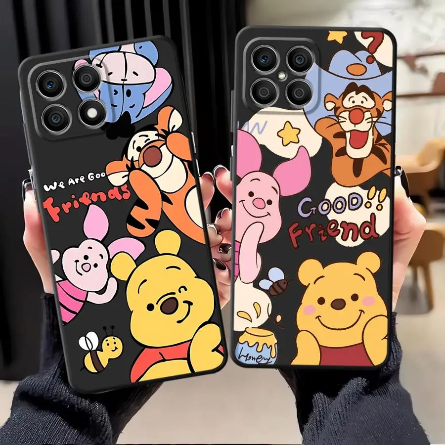 เคสโทรศัพท์นุ่มสีดำลายวินนี่เดอะพูห์สุดหรูจากดิสนีย์ สำหรับ Honor X5b 70 X8 8X Magic5Lite X6 X7 200 400 Lite 90 X9a