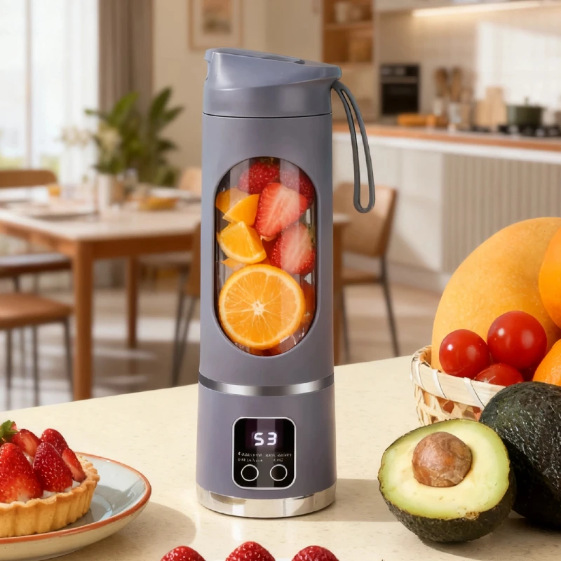 

Портативная соковыжималка с беспроводной зарядкой, модель 450 мл, здоровый материал, 8-12 лезвий, маленькая чашка для сока, подходит для офиса, автомобиля и путешествий