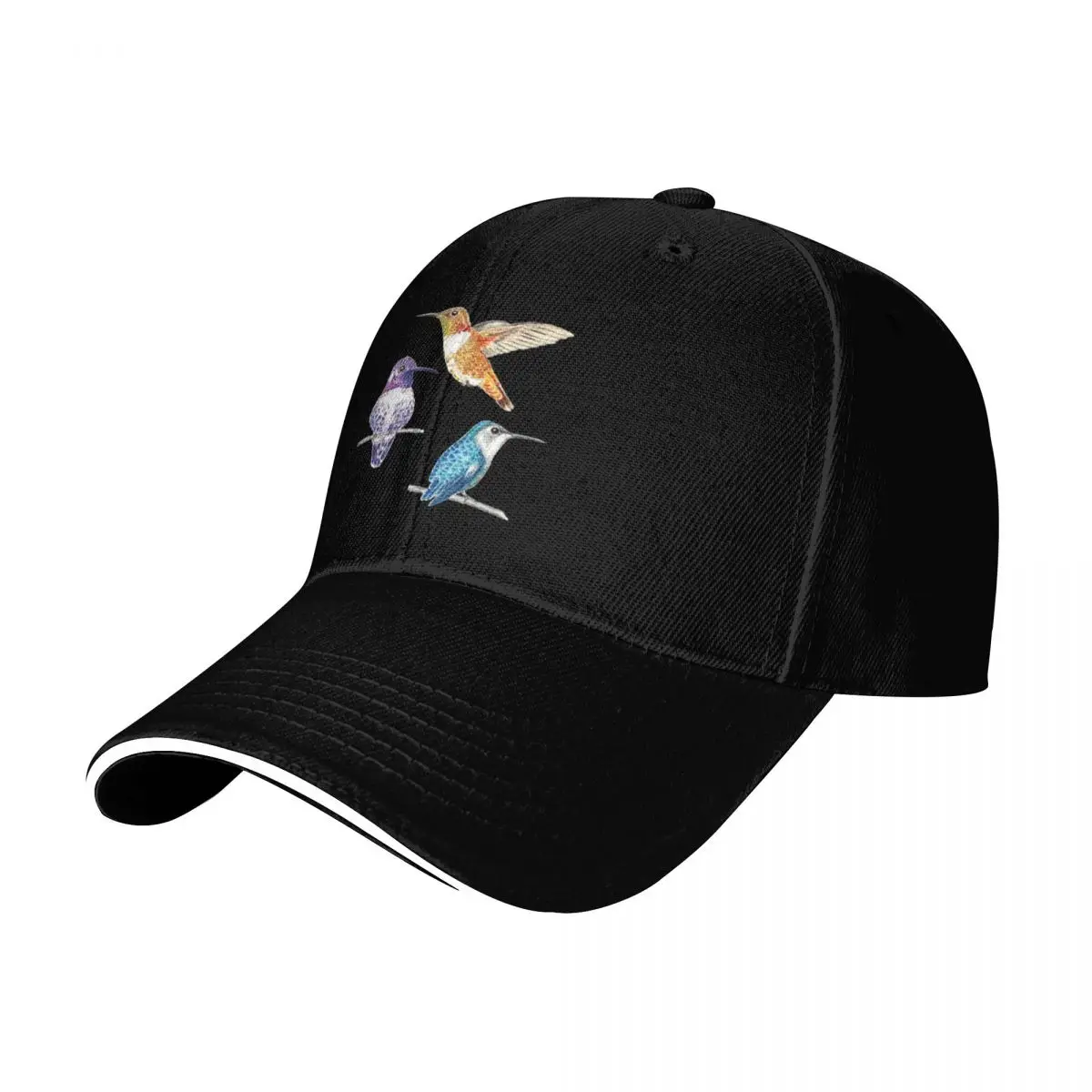Trio of Illustrated Hummingbirds Baseball Cap Low Profile Unstructured Unisex for Men Women Outdoor Golf Running Hiking
