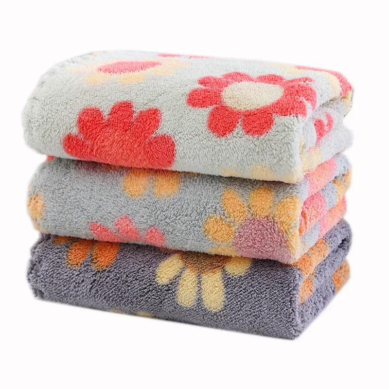 30X30CM Kitchen Cleaning Cloths Soft Absorbent Dishcloth Coral Fleece Sunflower Wiping Towel Rags Household Cleaning Cloth 4Pcs