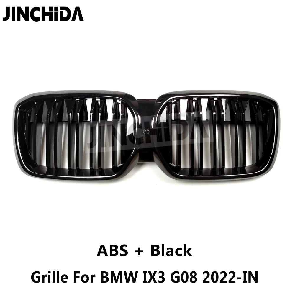 Double Line Gloss Black Front Bumper Kidney Grille For BMW G08 iX3 2022 2023 2024 Replacement Racing Grills