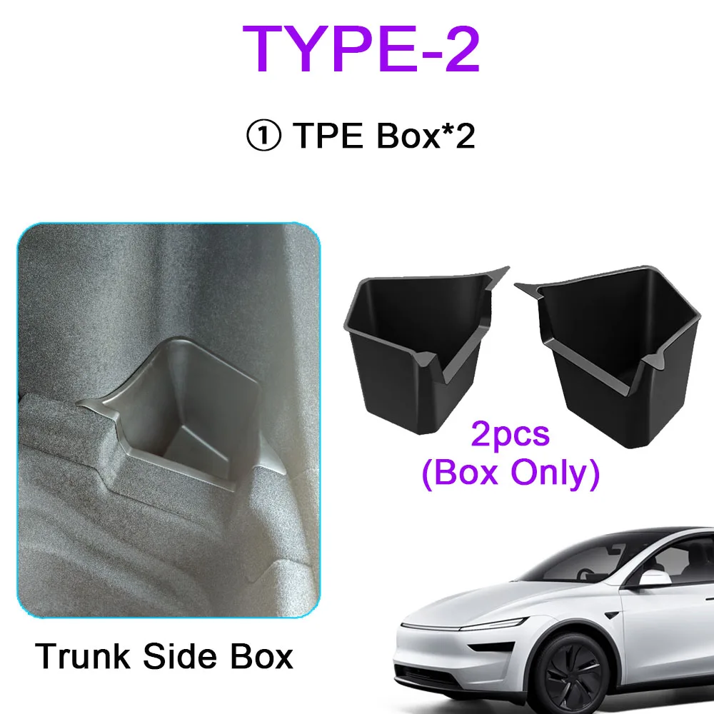 Voor Tesla Model Y Juniper 2025 Kofferbak Side Opbergdoos Cargo Organizer TPE Bin Box Massaal Mat Scheidingsbord Accessoires