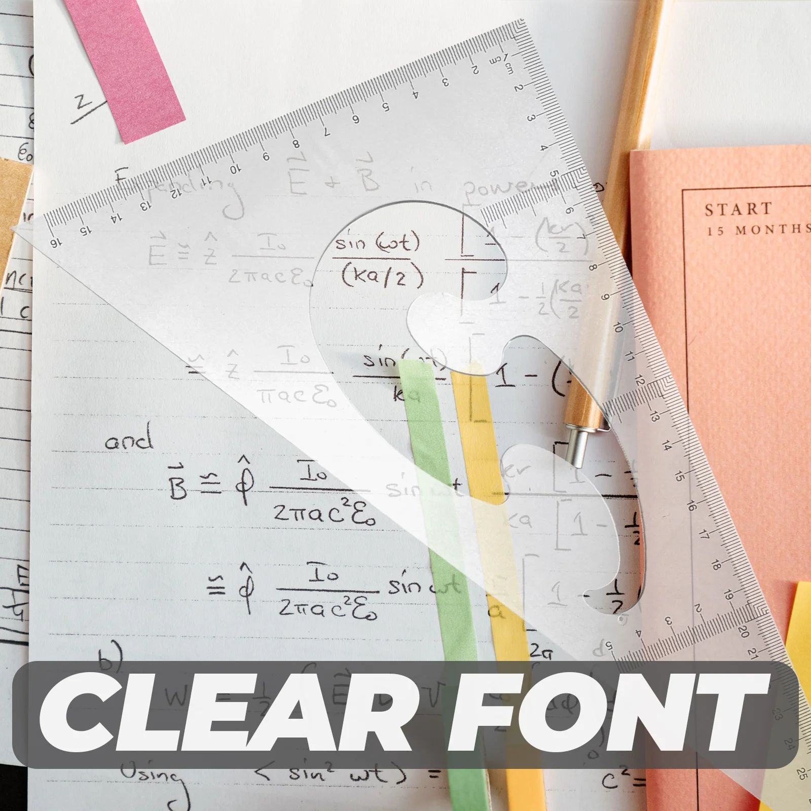 4pcs Triangle Plastic Measure Rulers Kit For Drawing Measurement Tools Set Square Set Multi-Functional Geometric Rulers