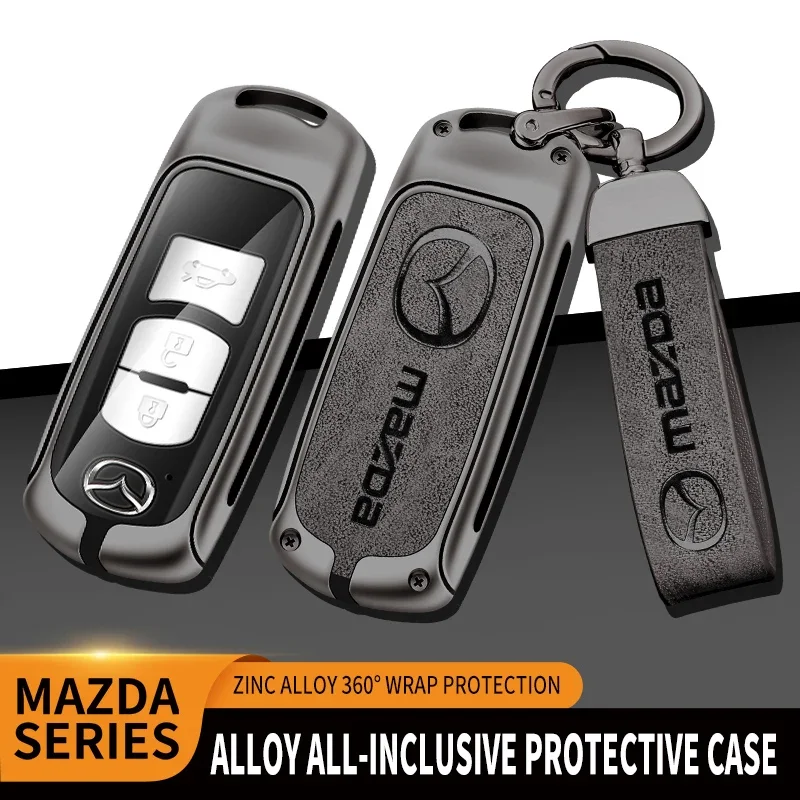 Zinc Alloy Car Key Holder for Mazda Axela Atenza 3 2 6 CX3 CX5 CX30 CX8 CX9 MX5 RX7 RX8 SKYACTIV Remote Protector Car Key Cover