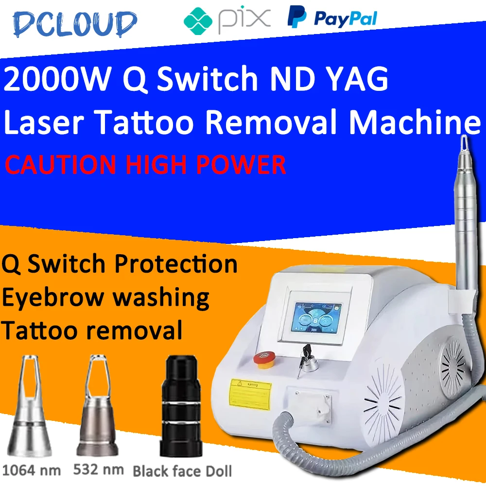 Brazil Pico Laser Q Switch Nd Yag Tattoo Freckles Lentigo Pigment Eyebrow Removal Skin Rejuvenation Black Doll Laser Machine