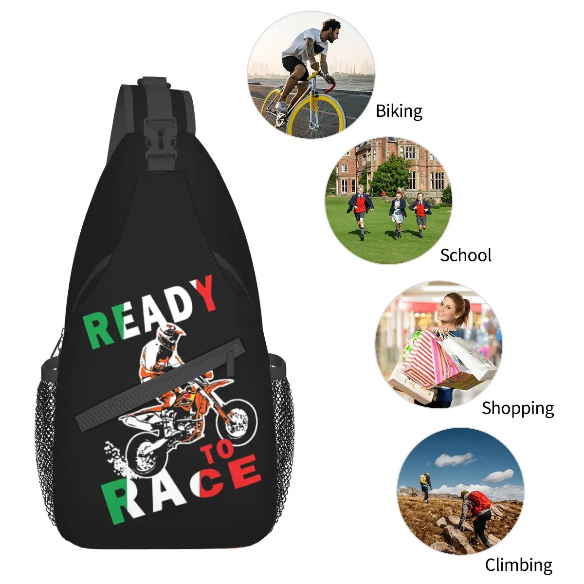 France Crossbody Chest Bags Race Enduro Cross Motocross Bitumen Bike Pockets Travel Pack Messenger Sports Teens Shoulder Bag