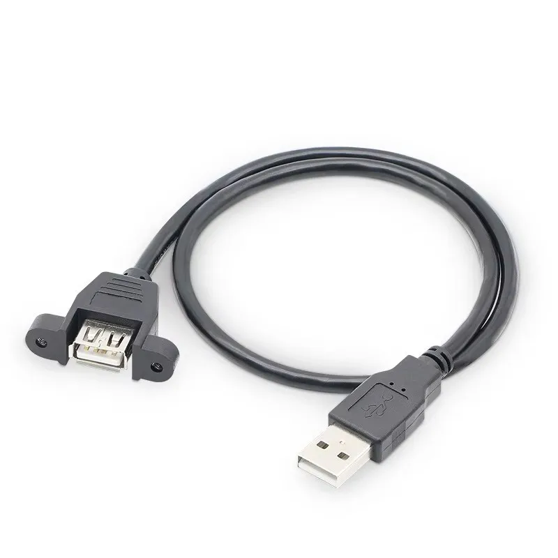 USB 2.0 Extension Cable Male To Female with Screw Panel Mount Foil+Braided Shielded 30cm 50cm 1m 2m 3m 5m