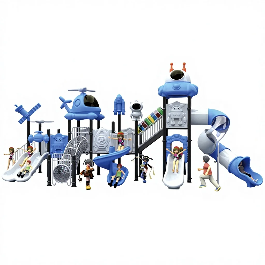 Large Outdoor Children's Plastic Slide with PE Material Heavy-Duty Over 500kg Capacity for Public Playgrounds