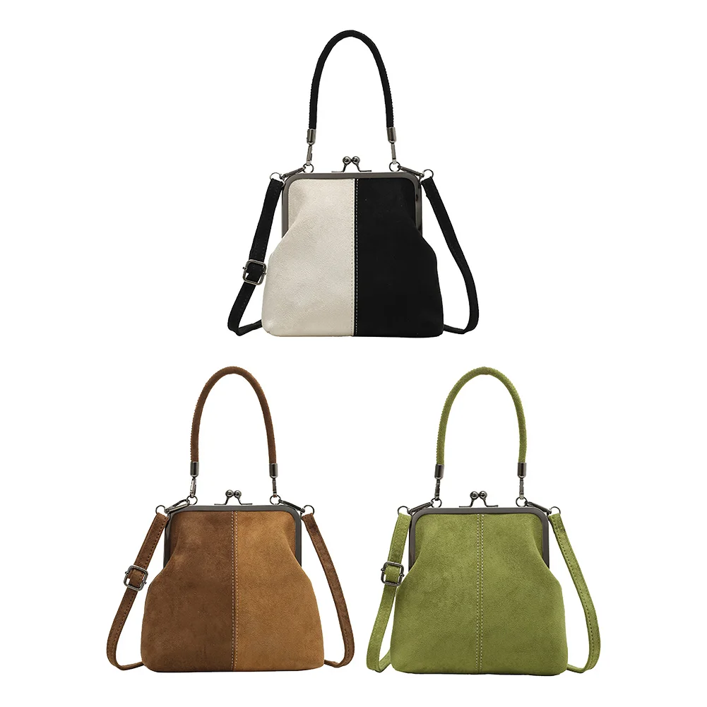 

Women Retro Flannel Handbag Large Capacity Clip Crossbody Bag Leisure Clamp Handbag Travel Shopping Work Shoulder Bag
