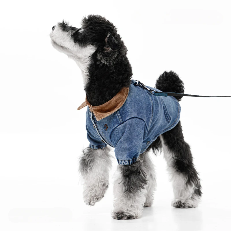 Pet Clothes Washed Denim Soft Jacket Schnauzer Teddy Panda Dog ShirtWarm Hoodie Pug Clothes Puppy Apparel Dog Supplies Products