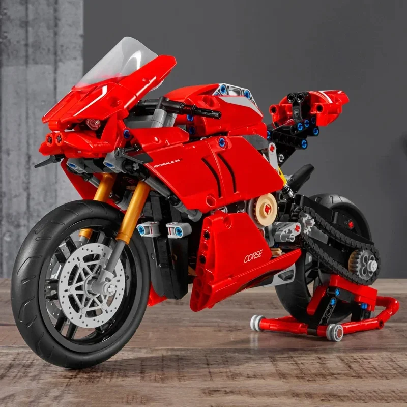 646PCS Technical Racing Building Blocks Toy Motorcycles Red Vehicles Design Christmas Thanksgiving Birthday Gifts for Kids