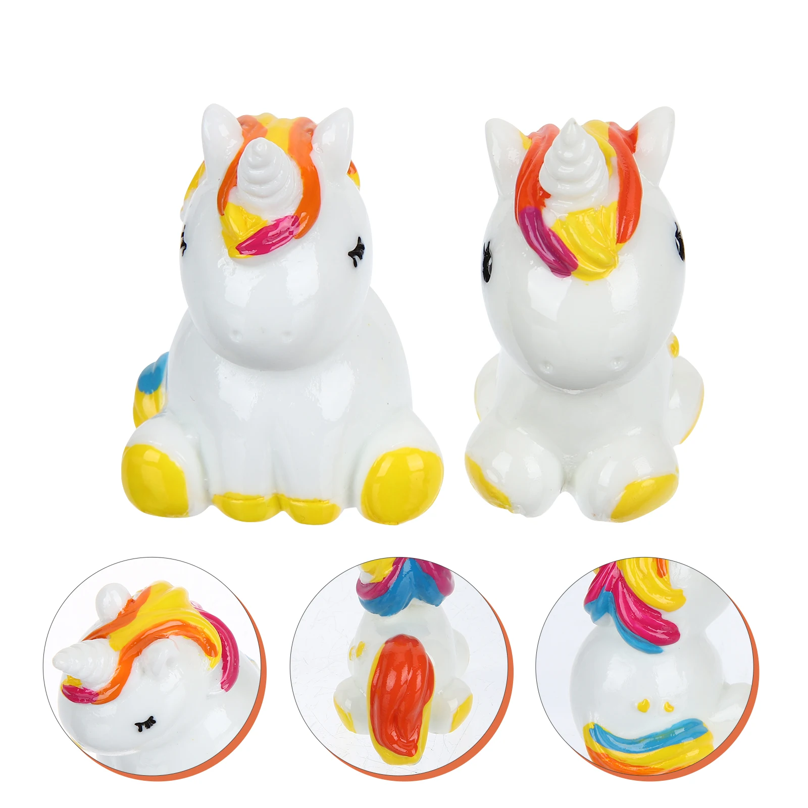 

2pcs Mini Unicorn Bonsai Figurines Resin Craft Garden Decor Small Animal Models For Table Car Dashboard Ornament Statue