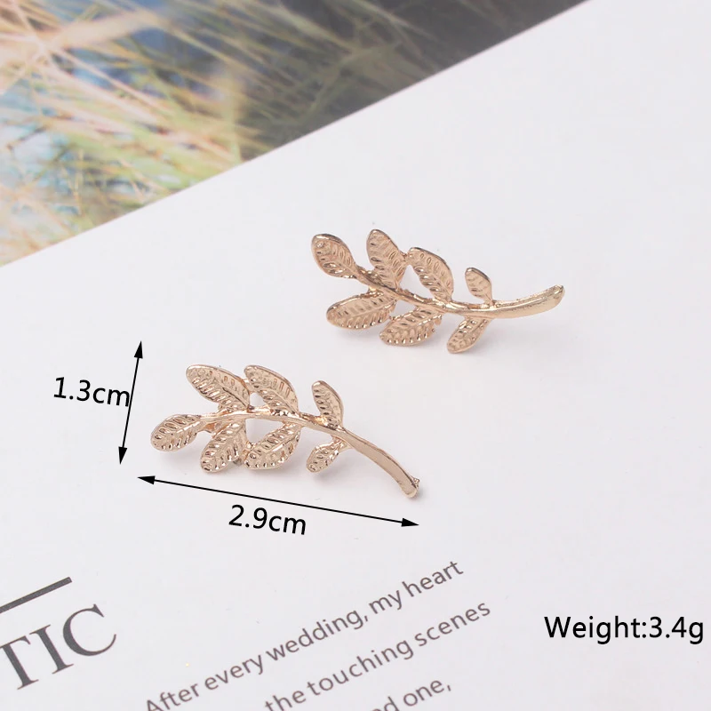 New European Leaf Stud Earrings for Women Gold Color Metal Leaves Fashion Jewelry Female's Earings Brincos Bijoux Wholesale