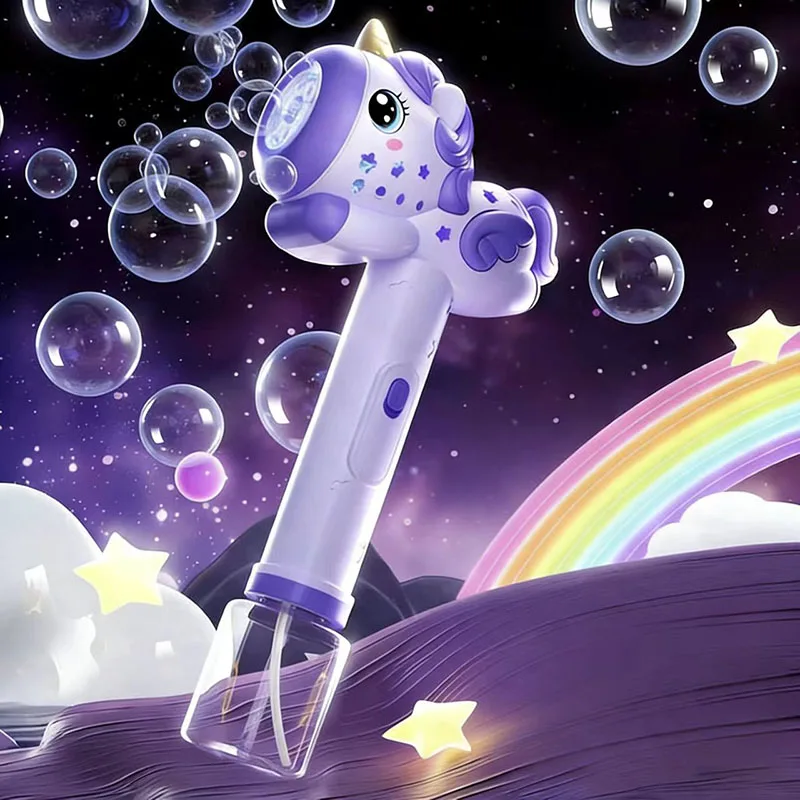 New Unicorn Electric Bubble Gun Automatic Soap Blower With Light Summer Outdoor Party Games Bubbles Machine For Boys Girls Gift