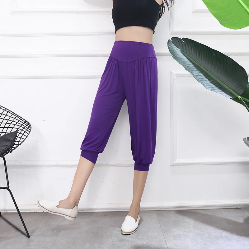 Cintura alta modal harlan calças femininas solto ajuste tamanho grande casual esporte yoga lanterna calças finas e plus size algodão orts