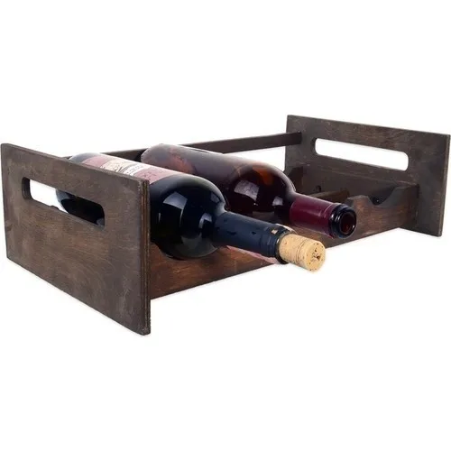 W & S Woody Sharky Solid Rustic Wood Wine Rack