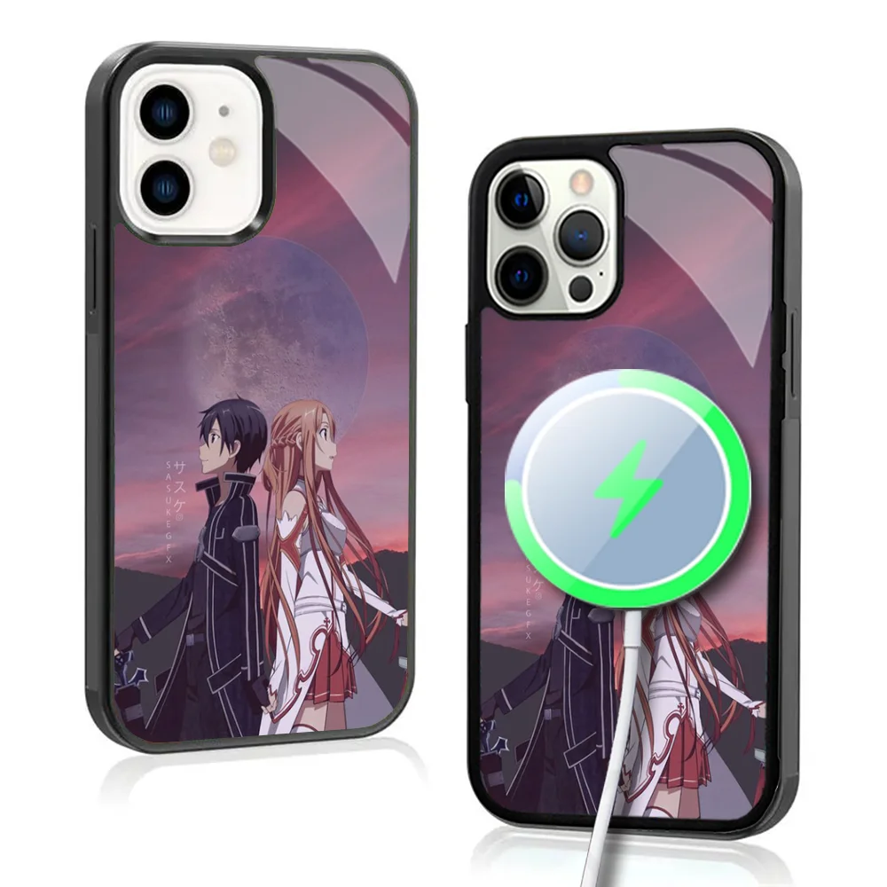 Sword Art Online Kirito Asuna Phone Case For IPhone 16 15 Pro Max Case 14 Plus 13 12 11 Magesafe Magnetic Wireless Charge Cover