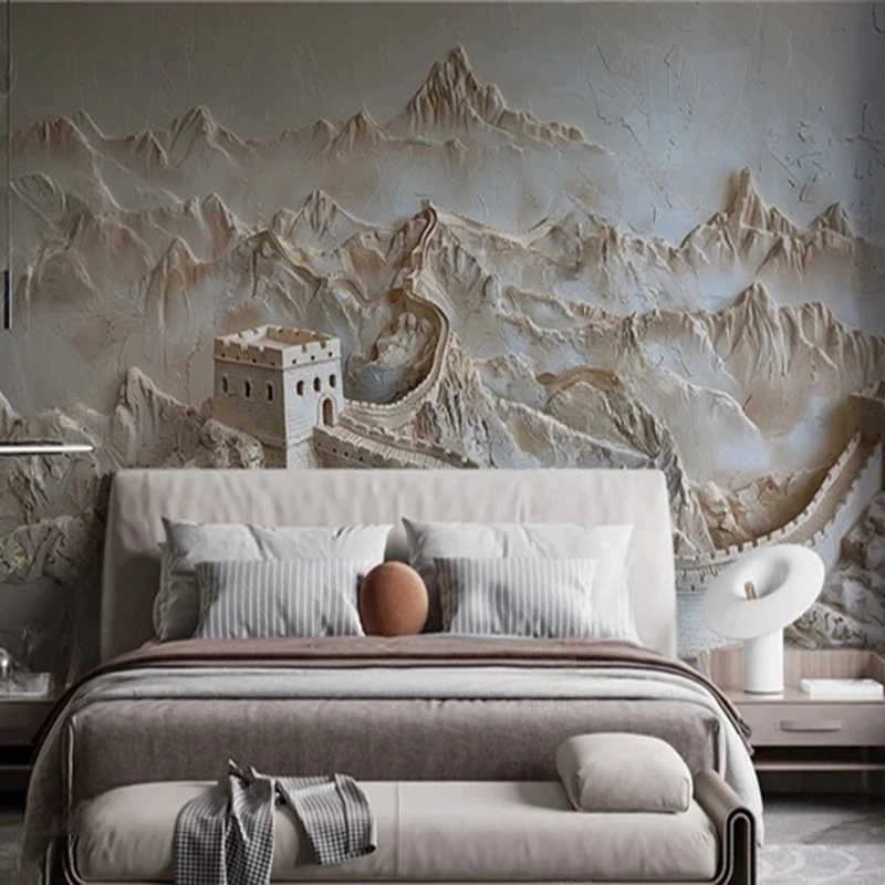 Custom 3D Embossed Landscape Wallpaper Mural for Living Room Office Hotel Wall Art Decor Background Painting Wall Papers