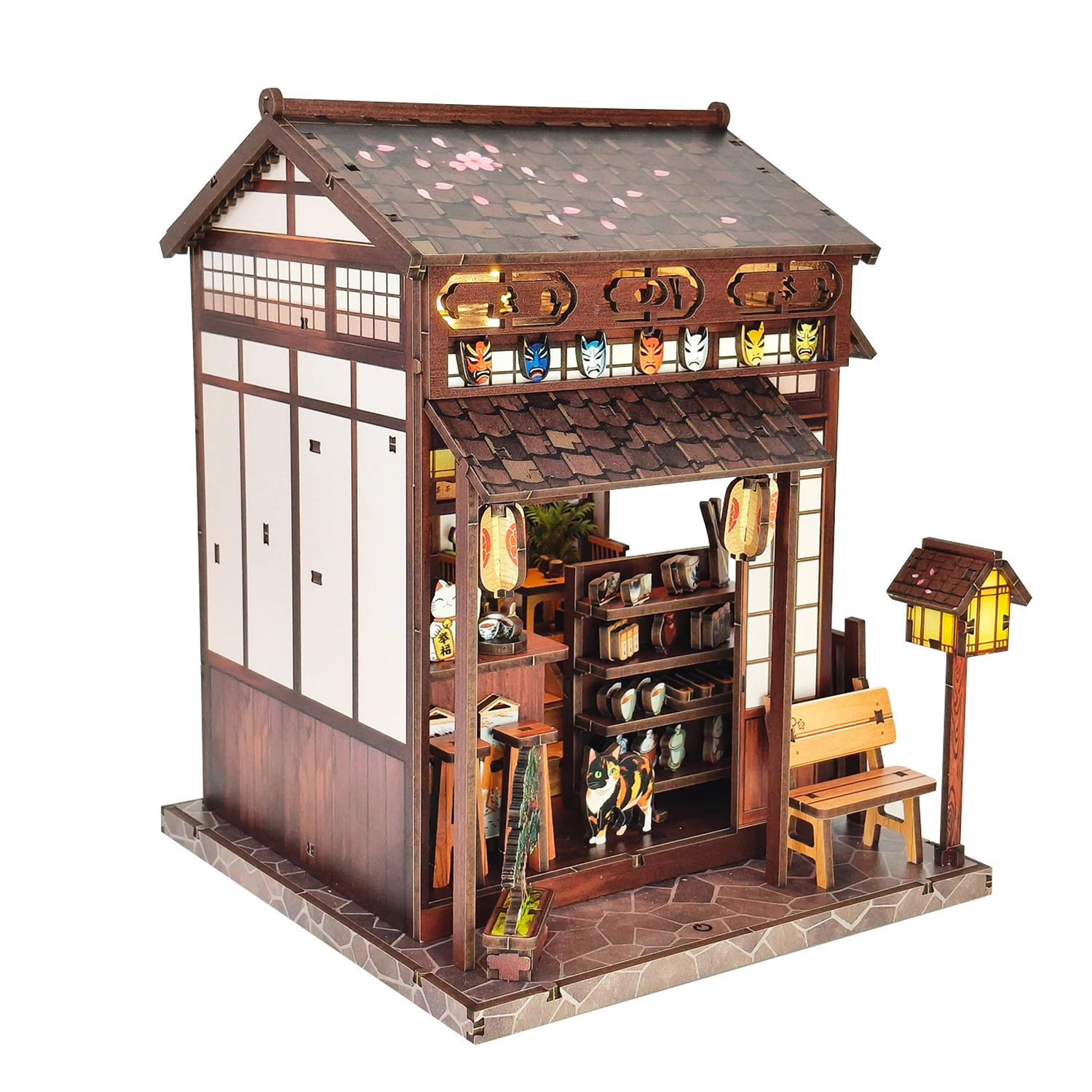 

DIY деревянная миниатюрная модель комплект вишневый чайный павильон магазин 3D головоломки кукольные домики с мебелью для друзей подарки на день рождения