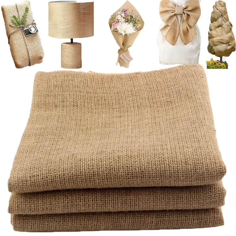 Natural Burlap Fabric Multipurpose Burlap Tree Wrap High Density Jute Fiber,Weed Barrier,Craft Projects DIY Weddings Party Decor