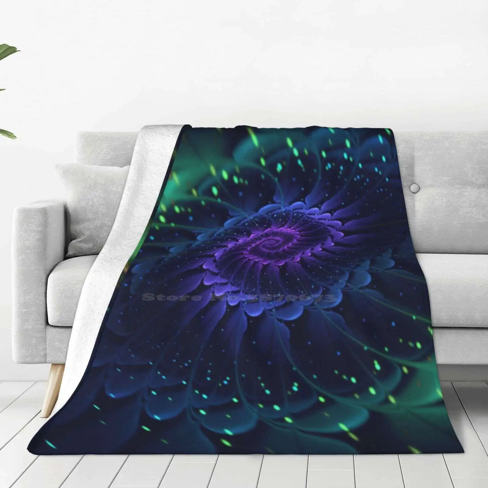 Raw Fractal Bloom-Floral Spiral-Manafold Art New Arrival Fashion Leisure Warm Flannel Blanket Fractal Mind Cosmic Dmt Love